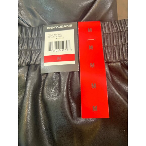 NWT DKNY Faux Leather Pull-On Pants Black Size Medium with Side Pockets Women's - Picture 5 of 9